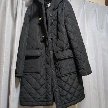 anysis 후드 부착 퀼팅 자켓 블랙