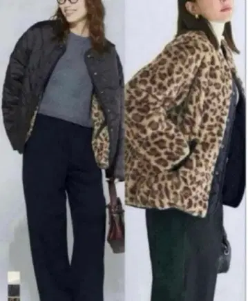 [ M 사이즈 ] coca 워셔블 리버서블 퀼팅 블루종 A 레오파드