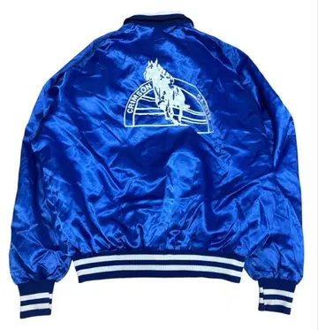 90s 빈티지 백 프린트 원 포인트 자수 새틴 바시티 자켓