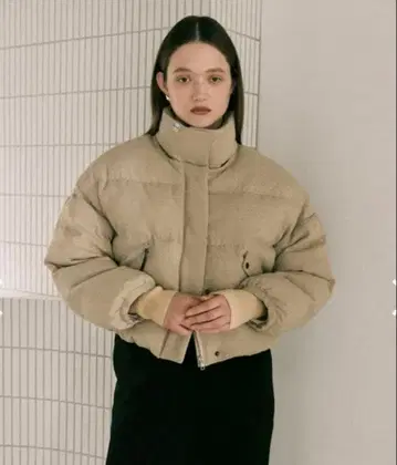 eaphi CHECK PATTERN PUFFER JACKET khaki