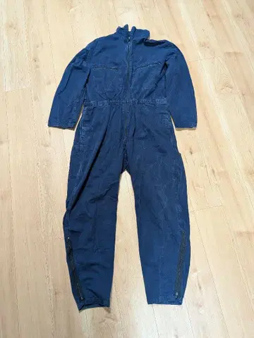 네이비 풀 지퍼 오버롤