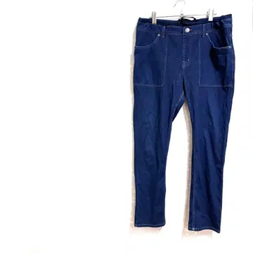 데님 팬츠 스트레치 3L 허리 끈 포함 척 없음 편안함 캐주얼