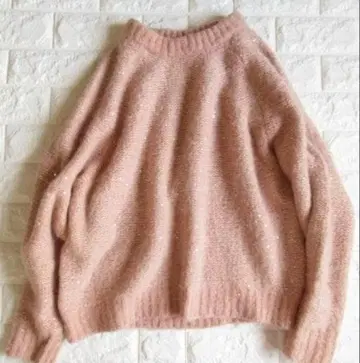 투모로우랜드 맥피 복슬복슬 기모 스팽글 알파카 니트 더스티 핑크