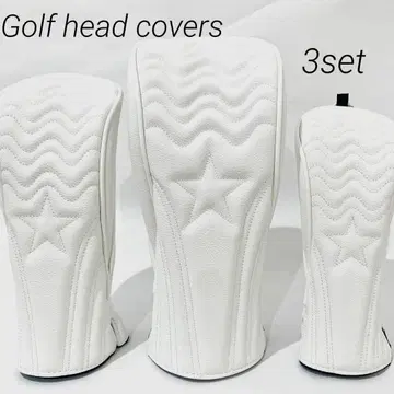 골프 헤드커버 3세트 별 화이트 페어웨이 우드 드라이버 스타 3