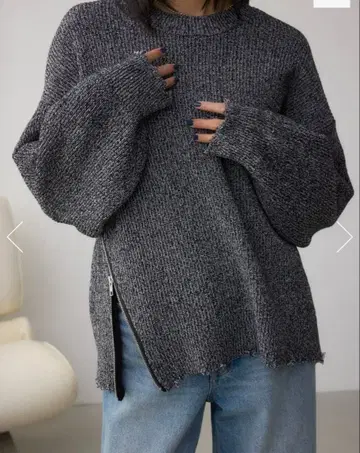 [ AZUL by MOUSSY ] 사이드 ZIP 니트탑