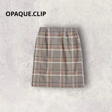 오파크 클립 타이트 스커트 체크 무늬 브라운 S 캐주얼