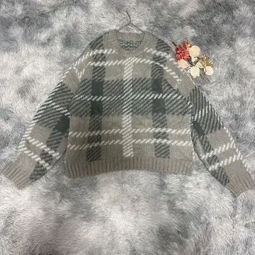 SHIFONERY 시포네리 (XL) 긴팔 니트 체크 무늬 크루넥