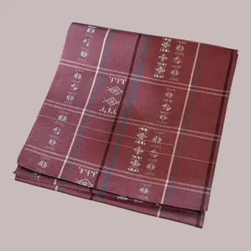 [ 새상품급 ] 나고야 오비 적자색 스트라이프 무늬