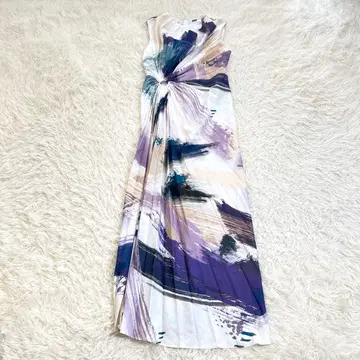 쉬인 롱 원피스 드레스 맥시 길이 아트 올 패턴 슬리브리스 2차 모임