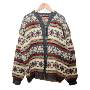 [새상품급] 빈티지 페어아일 패턴 니트 가디건 빈티지 구제 의류