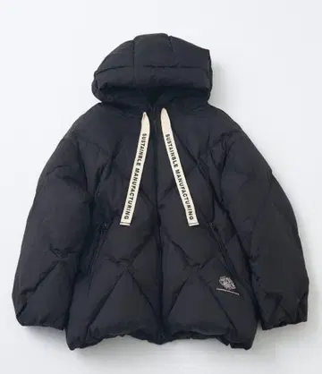 퓨어세신 리사이클 다운 집업 후드 자켓 블랙