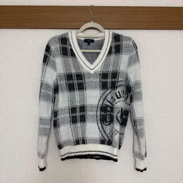 캘러웨이 체크 무늬 V넥 스웨터 M