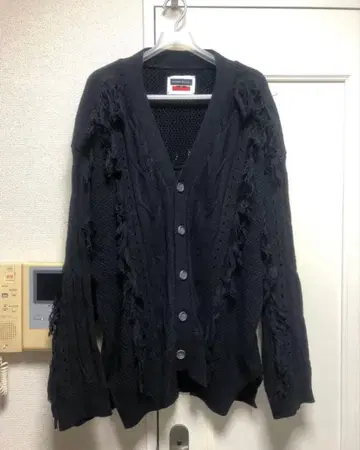 MAISON SPECIAL 프린지 케이블 오버 니트 가디건