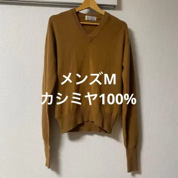 LYNX 남성용 캐시미어 100% 브라운 V넥 스웨터 M