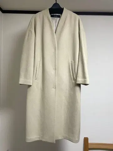 베이지 울 혼방 롱 코트