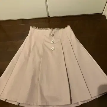 핑크 무릎 기장 플레어 스커트