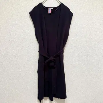 M333 [지유] 슬리브리스 원피스 리브 니트 벨트 포함 2way