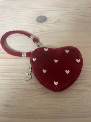 러브리 하트 하트형 파우치 다크 레드