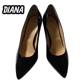 DIANA 에나멜 블랙 하이힐 스틸레토 24cm