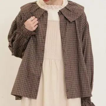 사만사 모스모스 빅 옷깃 겉옷 블라우스 브라운