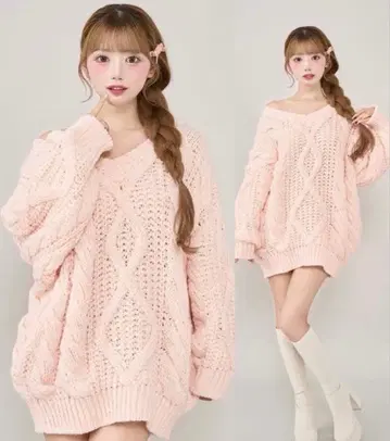 다리치 루즈 케이블 로우게이지 니트 튜닉 darich