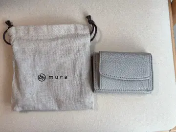 MURA 슈링크 가죽 3단 폴더형 미니 지갑 그레이 컴팩트 지갑
