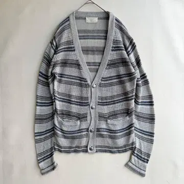 프리즈샵 남성용 네이비 콘초 버튼 린넨 가디건 네이티브