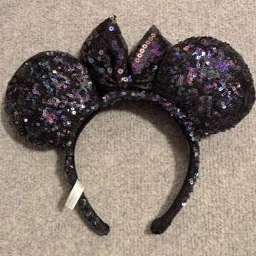 미키 모양 스팽글 머리띠 블랙 보라색