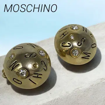 MOSCHINO 모스키노 빈티지 귀찌 다이아 골드 돔형