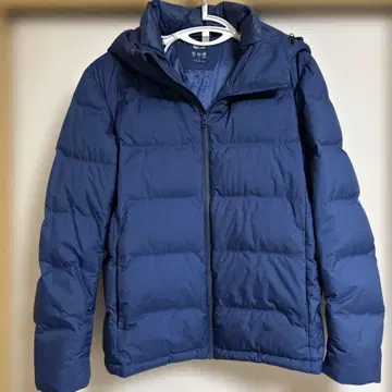 UNIQLO 유니클로 심리스 다운 후드티 네이비