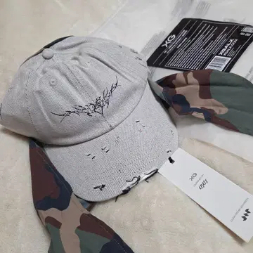 XG 데미지 가공 캡 카모플라쥬 리본 포함