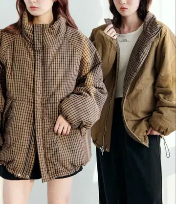 kastane 체크 충전솜 리버서블 아우터