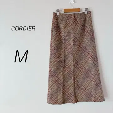 코르디아 롱 스커트 체크 무늬 울 혼방 가을/겨울 일본제 브라운 M