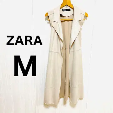 ZARA 자라 아이보리 롱베스트 카라 부착 스웨이드 느낌 M