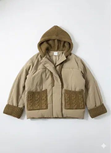 [ PINUE ] 니트 콤비 다운 자켓 ( 브라운 )