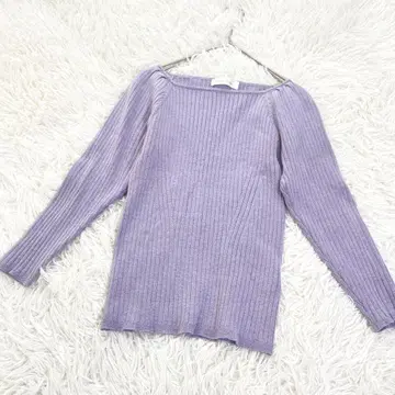 앙데팡당 리브 니트 보트넥 핏 스트레치 라벤더