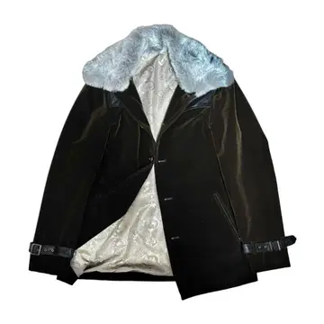 고급스러움 벨로아풍 자켓 큐프라 80% 퍼 브라운 소매 벨트 패턴 안감