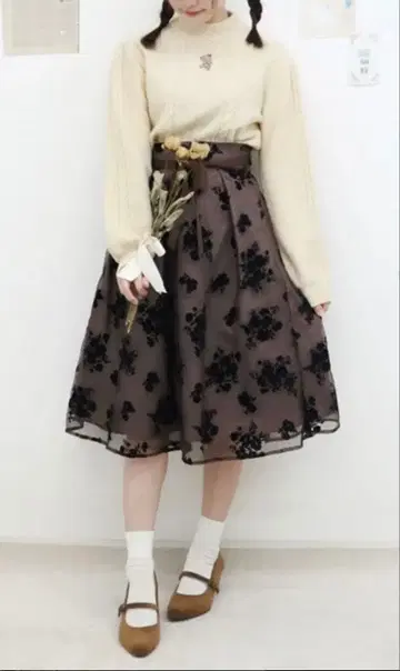 Fi.n.t 피인트 플로키 프린트 오간자 스커트