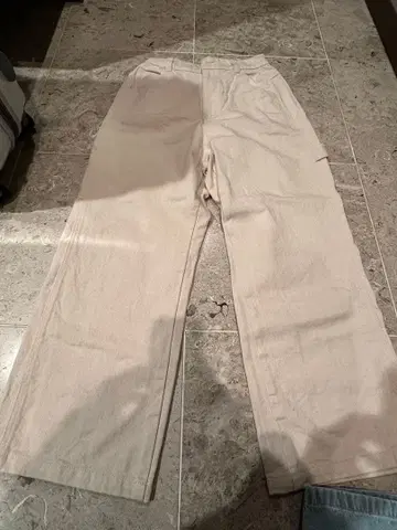 베이지 와이드 데님 와이드 팬츠