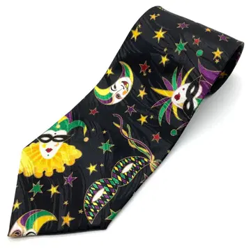 넥타이 마르디 그라 뉴올리언스 카니발 가면무도회 광대 구제 의류 올 패턴