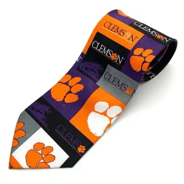 클레먼슨 타이거스 넥타이 클레먼슨 대학 로고 구제 의류 올 패턴 수베니어