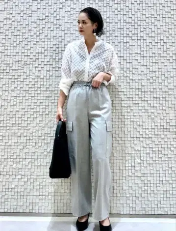 PLST 울 블렌드 파라슈트 카고 팬츠