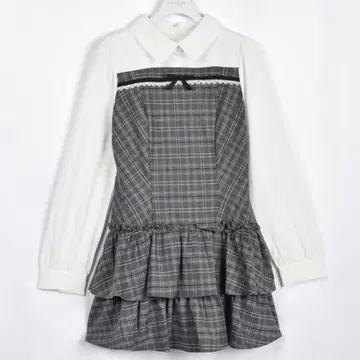 evelyn 티어드 미니 OP 원피스 그레이