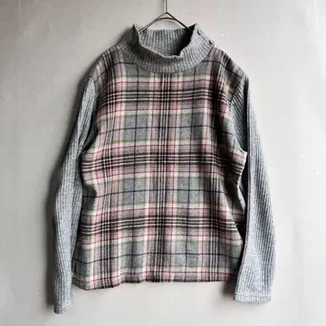 일본제 GIVORS 여성용 하이넥 스웨터 XL 노바 체크