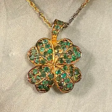 네잎클로버 목걸이 실버 925 에메랄드