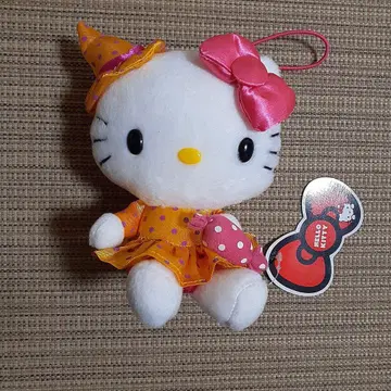 [레어] Sanrio 헬로키티 봉제 인형 도트 원피스 오렌지