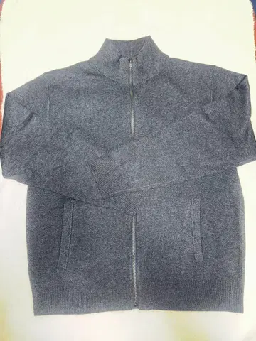 무인양품 워셔블 밀라노 리브 니트 풀 집업 가디건 L 사이즈 다크 그레이