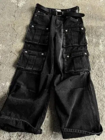 [ COSYHARU ] 바이더 파라슈트 블랙 워시 카고 데님 XL