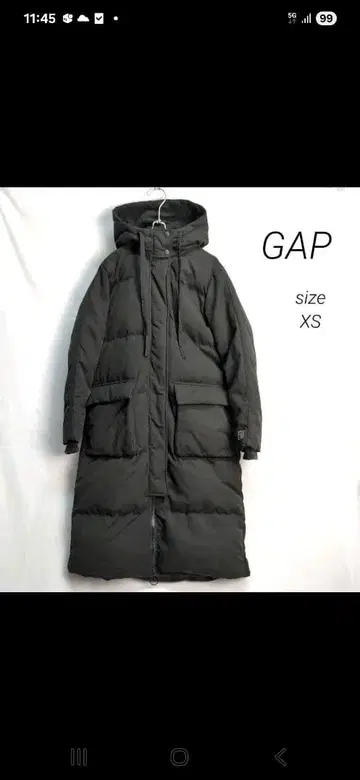 블랙 후드 부착 다운 자켓