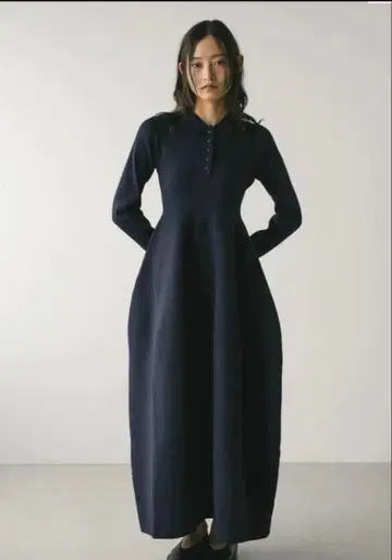 [ STYLEMIXER ] 형태 폴로 니트 원피스 ( 네이비 ) M